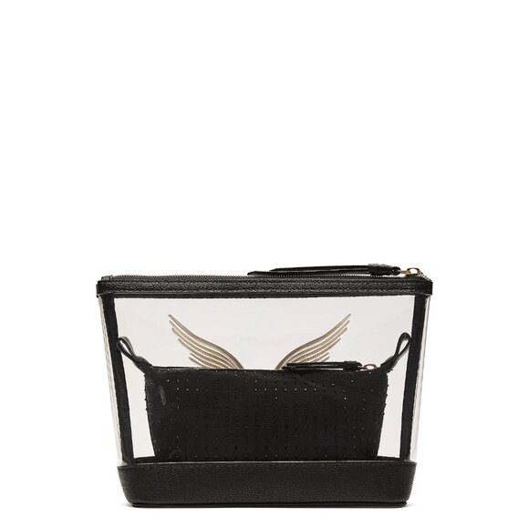 Victoria's Secret Fashion Show Cosmetic Case Black and Clear Gold Wings  NWT - Picture 5 of 11